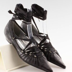 Czarne baleriny Obuwie Damskie w stylu klasycznym