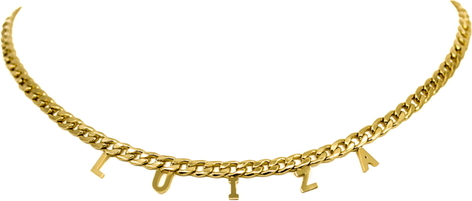 Fashion Manufacturer NASZYJNIK STAL ZŁOTY ŁAŃCUCH CHOKER LITERKI IMIĘ LUIZA